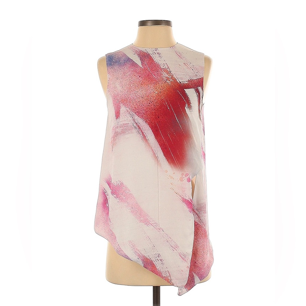 Aritzia Babaton Sleeveless Abstract Blouse with Tie